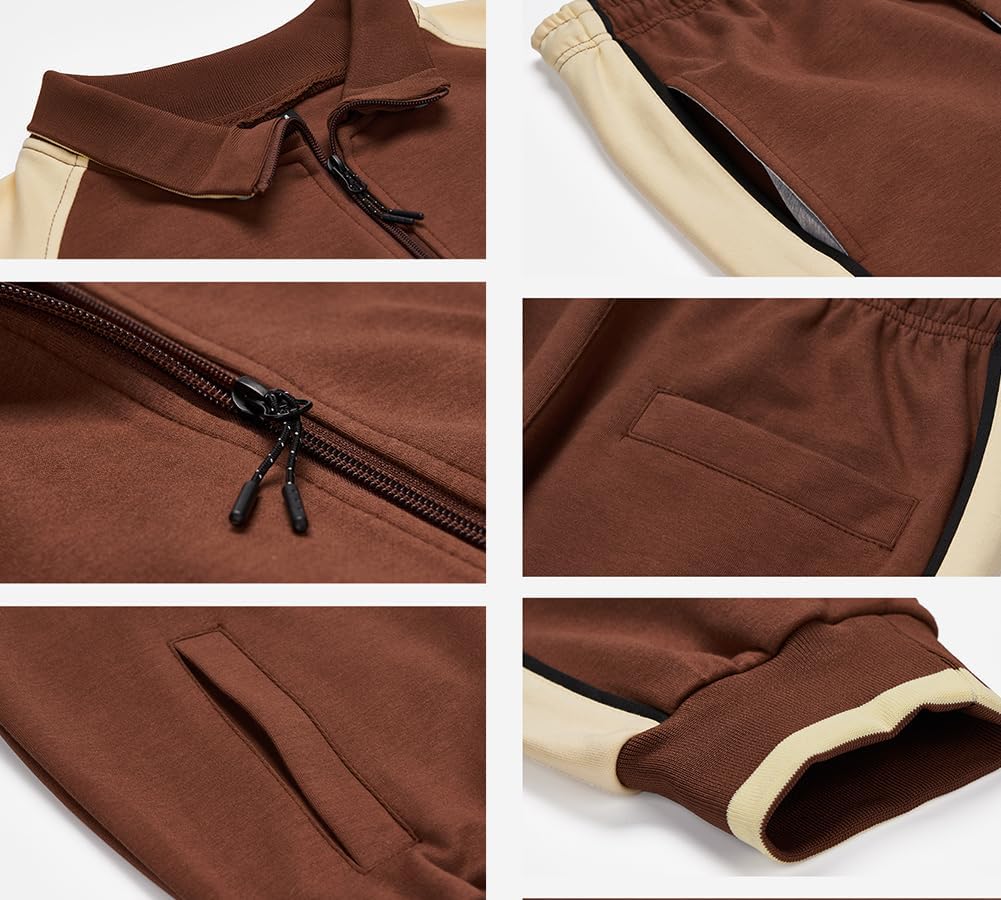 Dres dwuczęściowy dla mężczyzn z kolorowymi panelami i sportową wstęgą