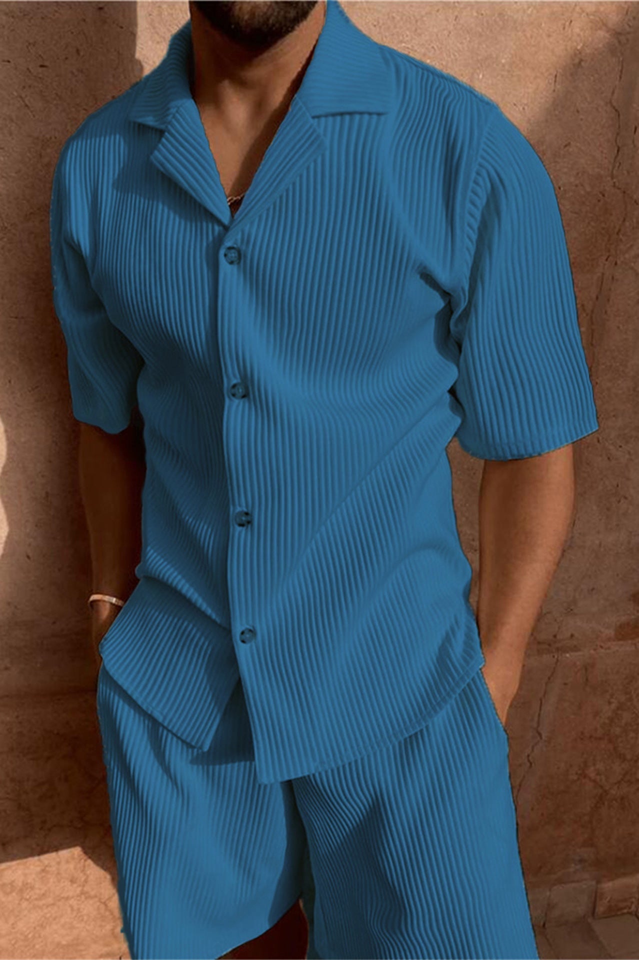 luzny zestaw koszula i szorty dla mężczyzn