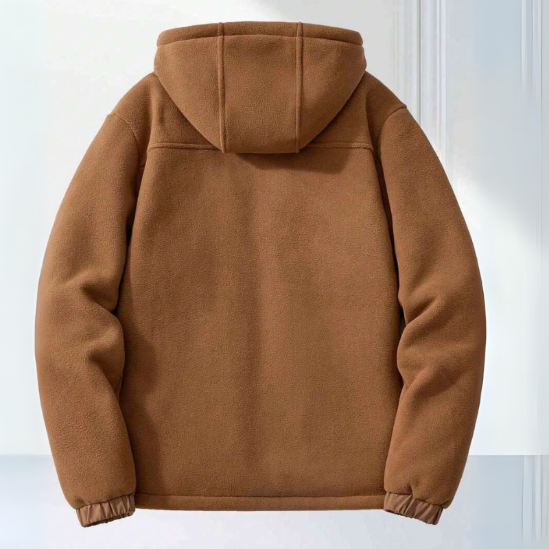 Męska dzianinowa kurtka zimowa z kapturem i kieszeniami na zamek