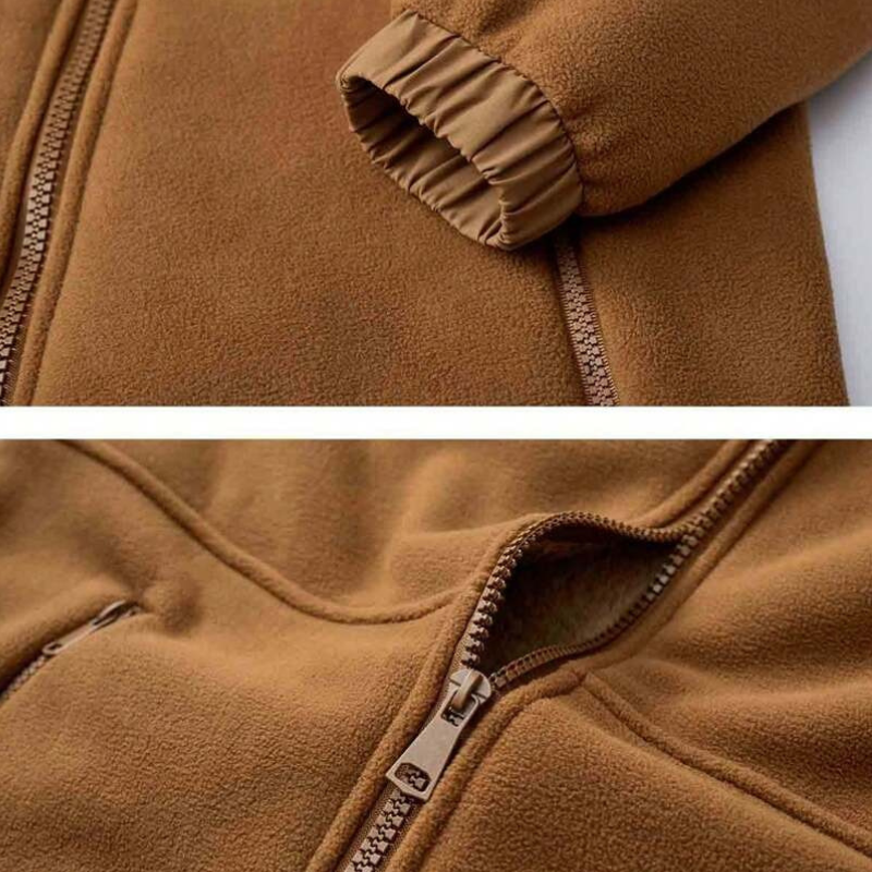 Męska dzianinowa kurtka zimowa z kapturem i kieszeniami na zamek